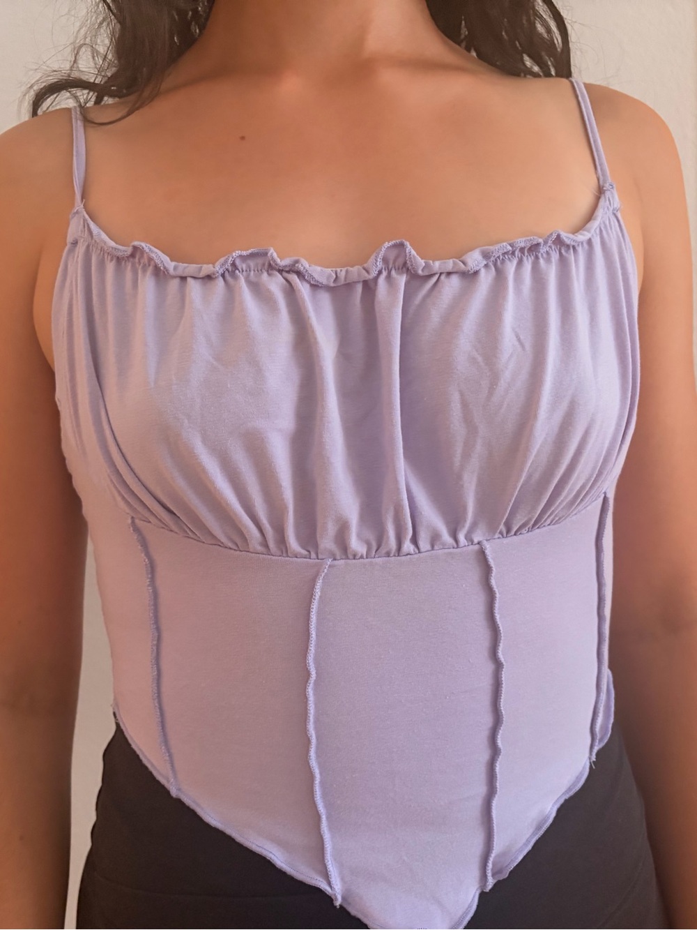 SHEIN Lilac Ruched Spaghetti Strap Corset Tank